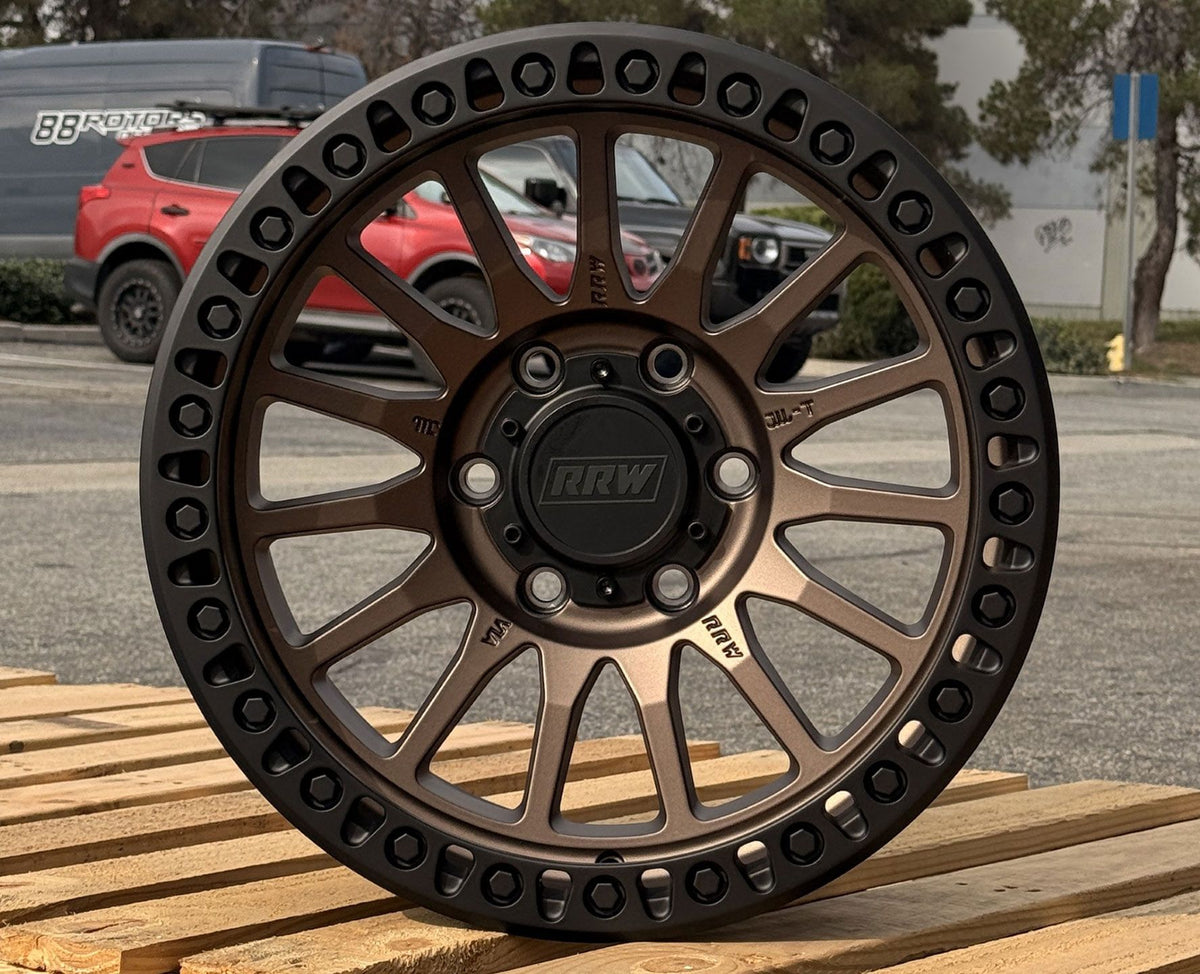 RRW RR7-V FLOW FORMED 17X8.5 MATTE BRONZE FACE MATTE BLACK RING (6X5.5 ...