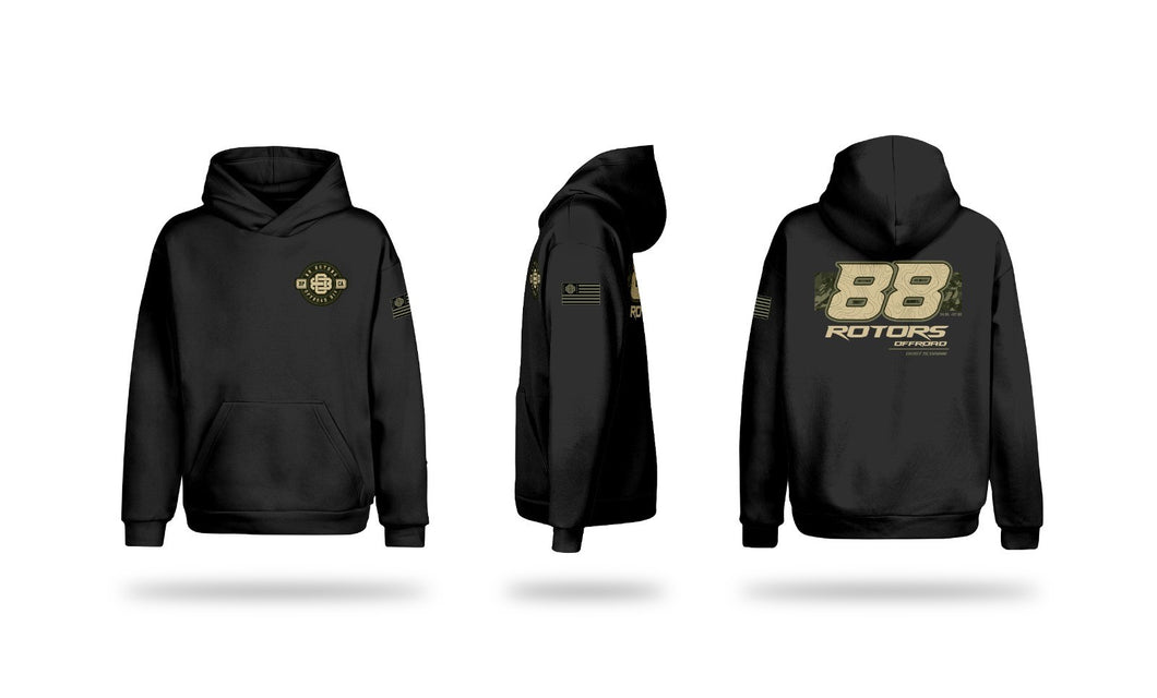 88 ROTORS OFFROAD x DUST TIL DAWN *V2* Black Hoodie Hooded Sweatshirt