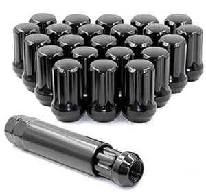 Tuner Style Lug Nuts 14x1.5 Black/Spline Driven w/Removal Key Tool